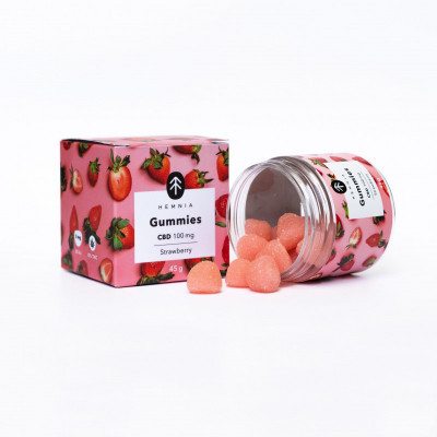 Hemnia, CBD Gummies bonbóny, Jahoda, 100 mg CBD, 20 ks x 5 mg, 45 g