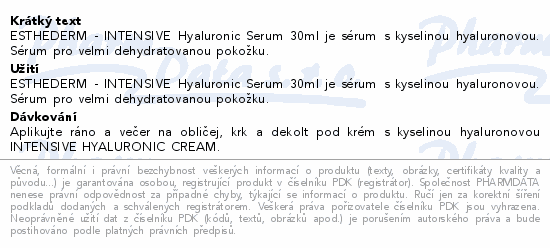 ESTHEDERM Intensive Hyaluronic Serum 30ml